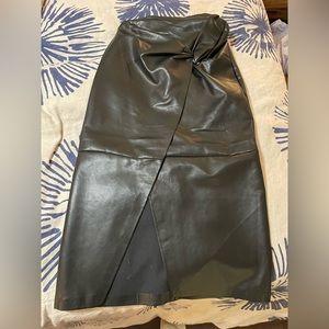 Black Leather Knotted Skirt
